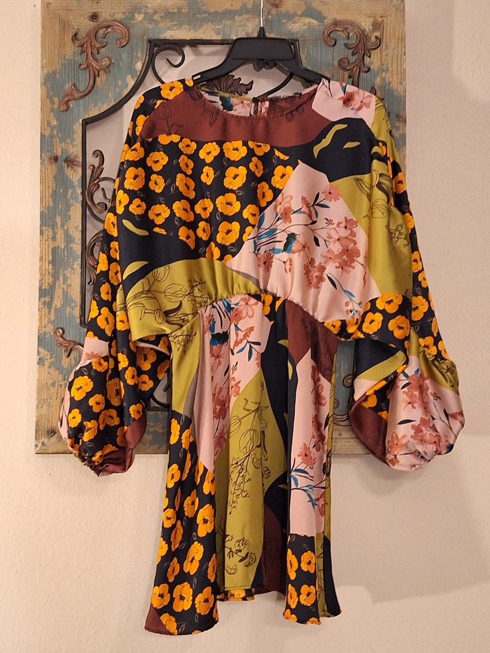 Zara Multi-Color Floral Patchwork Mini Dress NWOT Size XS